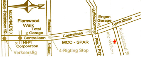 Alte-Welkom Bed and Breakfast Guesthouse in Klerksdorp, South Africa. This map will guide you straight to our establishment.